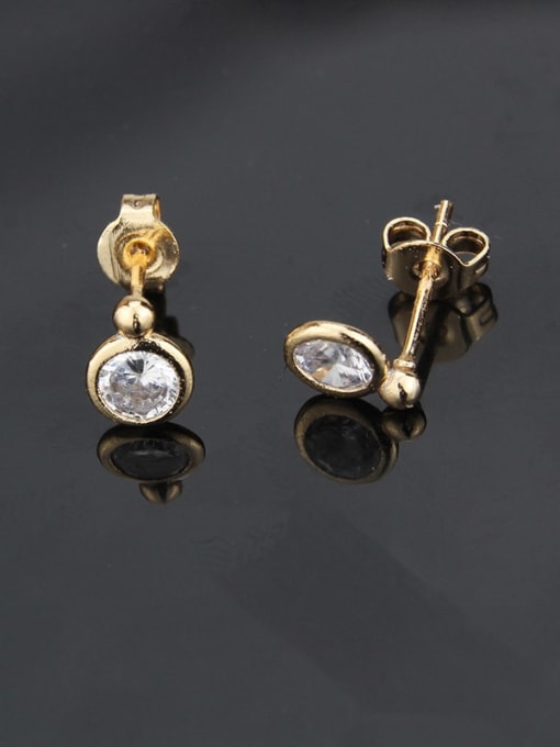renchi Brass Cubic Zirconia Round Minimalist Stud Earring 2