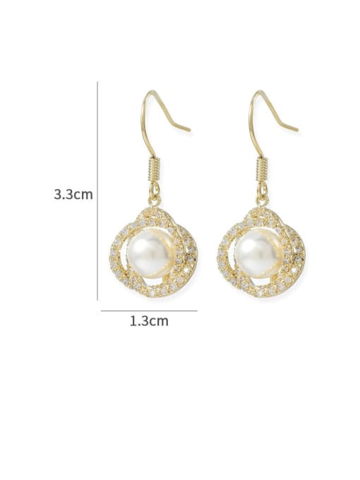 YOUH Brass Imitation Pearl Geometric Dainty Drop Earring 2