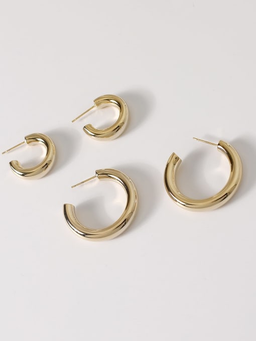 HYACINTH Brass Smooth Geometric Minimalist Hoop Trend Korean Fashion Earring 0