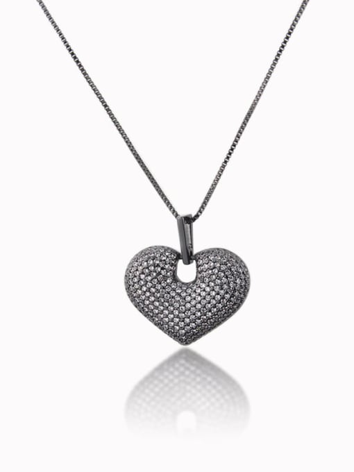 Black and white zirconium plating Brass Cubic Zirconia Heart Luxury Necklace