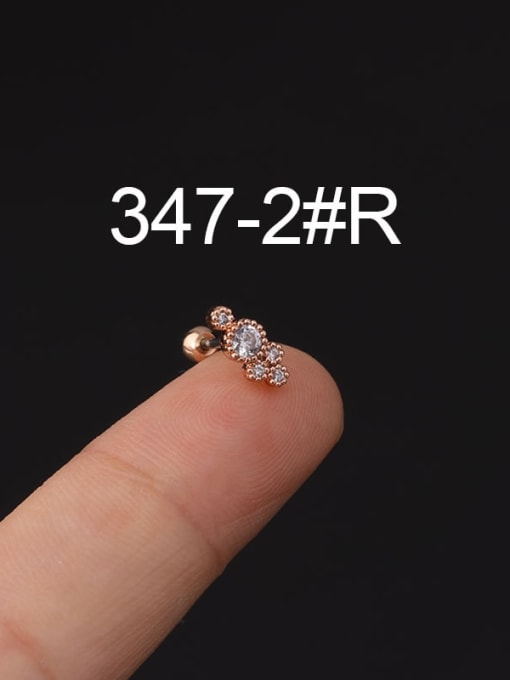 2  # Rose Gold Titanium Steel Cubic Zirconia Ball Hip Hop Stud Earring(Single Only One)