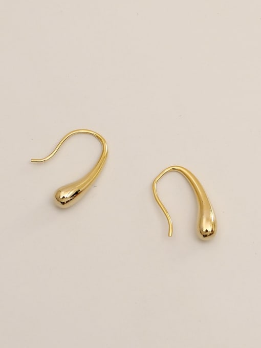 14K  gold Brass Water Drop Minimalist Hook Trend Korean Fashion Earring
