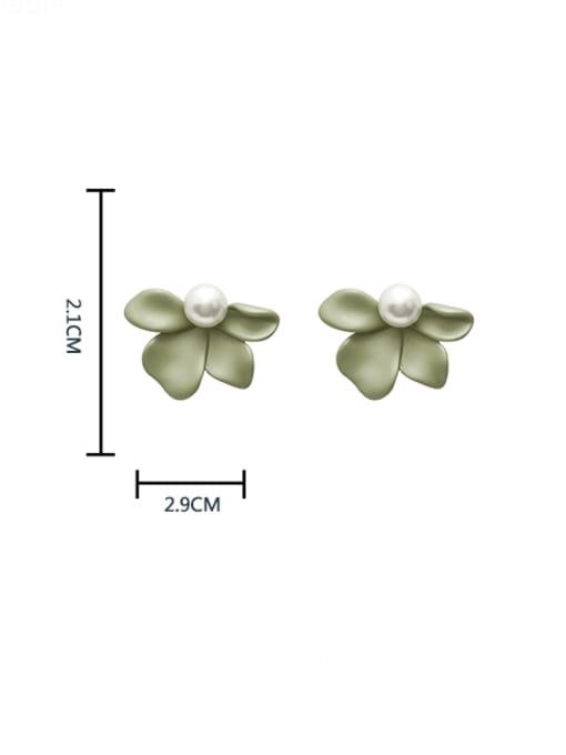 HYACINTH Brass Imitation Pearl Enamel Flower Minimalist Stud Earring 2