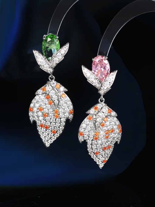 Colorful Brass Cubic Zirconia Water Drop Statement Cluster Earring