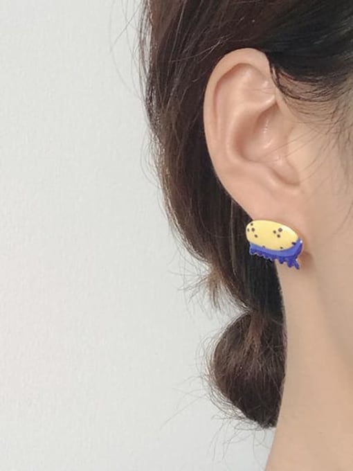 Five Color Alloy Enamel Irregular Cute Stud Earring 1