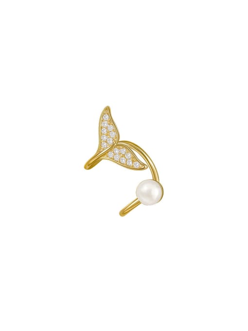 YOUH Brass Cubic Zirconia Geometric Dainty Clip Earring 0