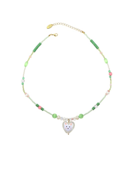 necklace Brass Natural Stone Multi Color Heart Bohemia Necklace