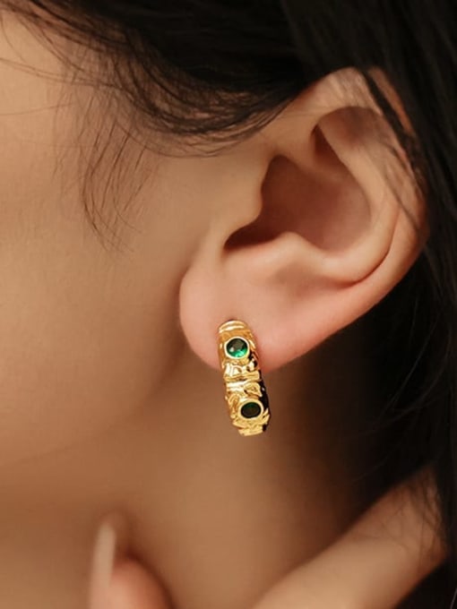 Five Color Brass Cubic Zirconia Geometric Vintage Stud Earring 1
