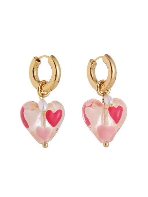 Option 4 (sold with the same necklace) Brass Enamel Heart Cute Drop Earring