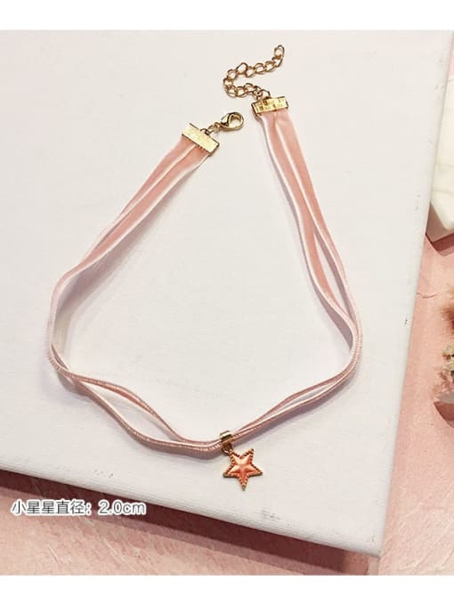 Pink Star Double Zinc Alloy Blue Ball Classic Choker Necklace