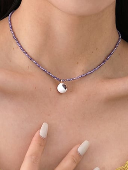 Five Color Brass Enamel Geometric Minimalist Bead Chain Necklace 1