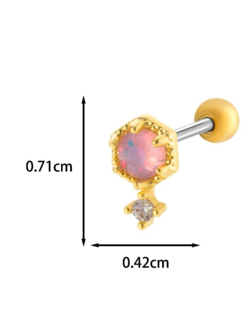 3 # Gold --Single Brass Cubic Zirconia Heart Chain Tassel Minimalist Single Earring