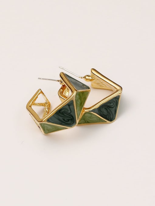 HYACINTH Brass Enamel Geometric Minimalist Stud Trend Korean Fashion Earring 0
