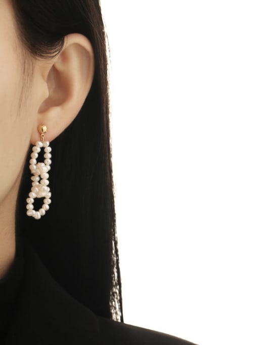 TINGS Brass Freshwater Pearl Geometric Artisan Single Earring 1
