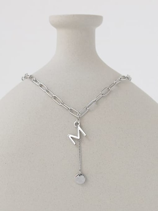 ACCA Titanium Steel Letter Minimalist Hollow Chain Necklace 0