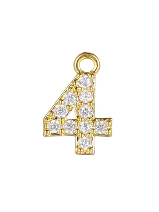 DZ00051 Gold Brass Cubic Zirconia Number Minimalist Single Pendant