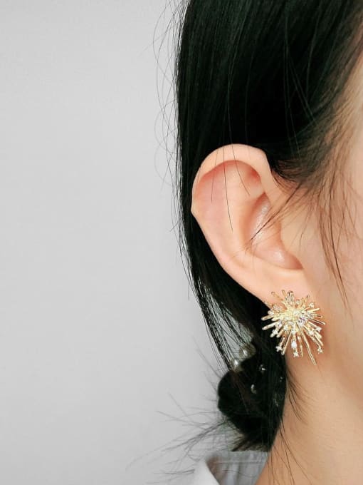 HYACINTH Copper Cubic Zirconia Flower Vintage Stud Trend Korean Fashion Earring 1
