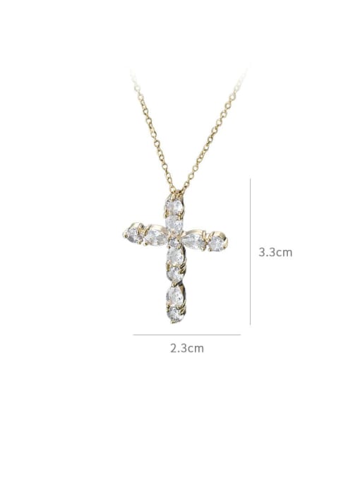 YOUH Brass Cubic Zirconia Cross Trend Necklace 2