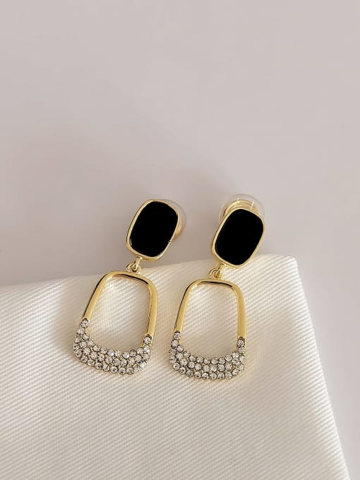 14k gold Brass Rhinestone Acrylic Geometric Minimalist Clip Earring