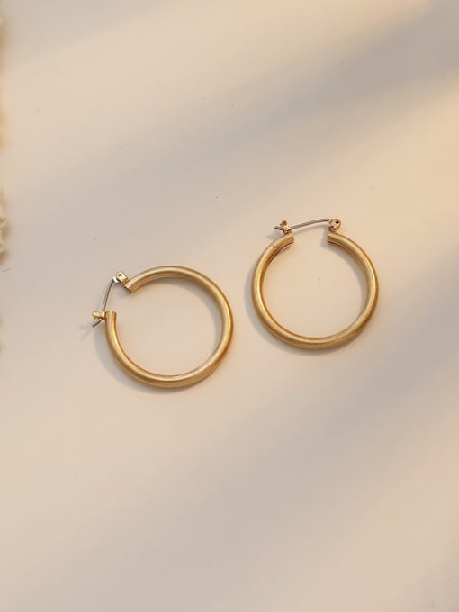 Sargent Copper Hollow Round Minimalist Hoop Trend Korean Fashion Earring