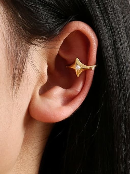 Five Color Brass Imitation Pearl Star Vintage Single Earring(Single-Only One) 1