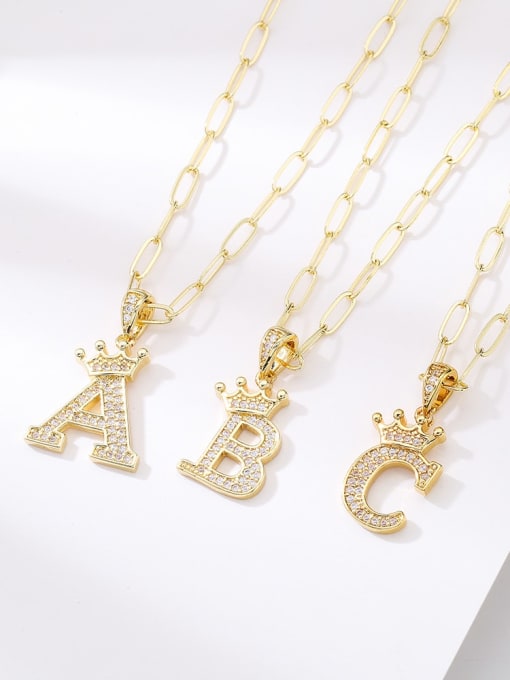AOG Brass Cubic Zirconia Letter Hip Hop Necklace