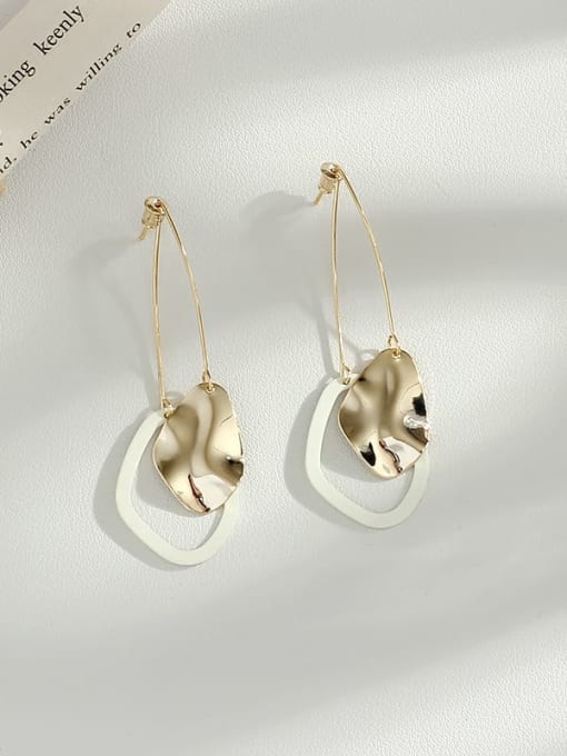 white Copper Enamel  Minimalist  long geometric  Drop Trend Korean Fashion Earring