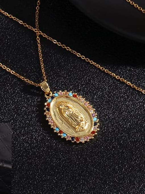 13 a386 Copper Cubic Zirconia Heart Vintage Regligious Necklace