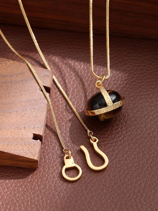 Five Color Brass Tiger Eye Geometric Hip Hop Necklace 3