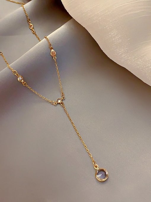 Papara Zinc Alloy Crystal White Locket Classic Lariat Necklace