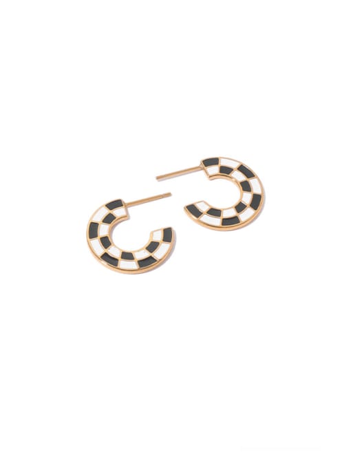 Type C Earrings Titanium Steel Enamel Geometric Hip Hop Stud Earring