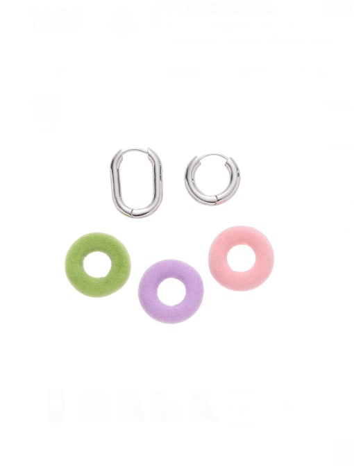Five Color Brass Enamel Geometric Minimalist Huggie Earring 2
