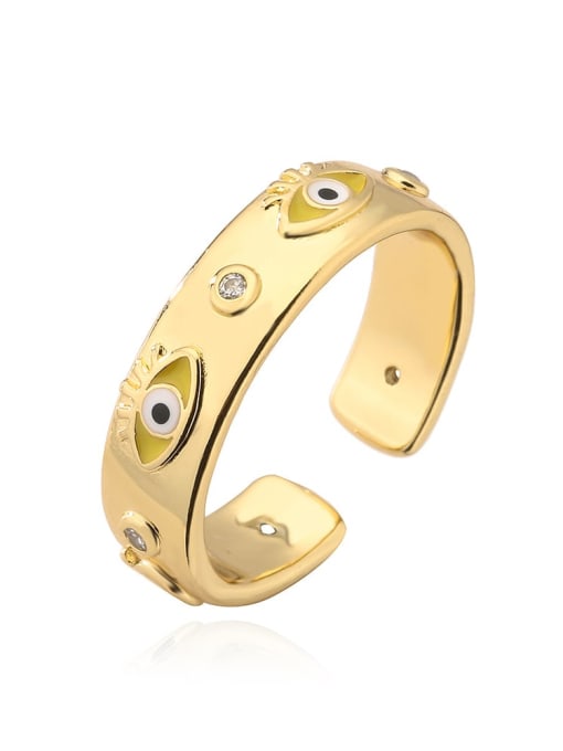 13049 Brass Enamel Cubic Zirconia Evil Eye Trend Band Ring