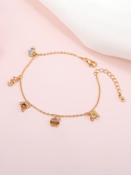 Dolphin goldfish (bracelet) Brass Cubic Zirconia Multi Color Ocean  animal Minimalist Bracelet