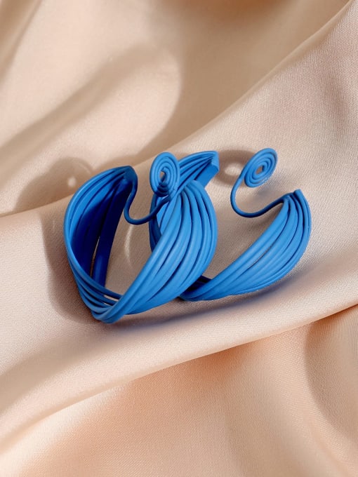 Dark blue Brass Enamel Geometric Minimalist Clip Earring