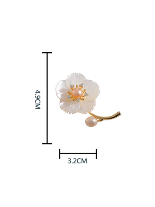 HYACINTH Brass Shell Flower Minimalist Pins & Brooches 1