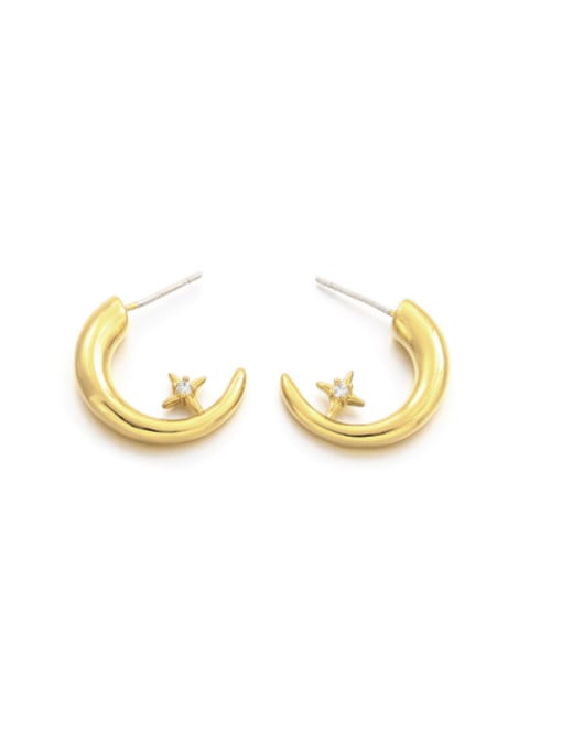 Five Color Brass Star Minimalist C Shape Stud Earring