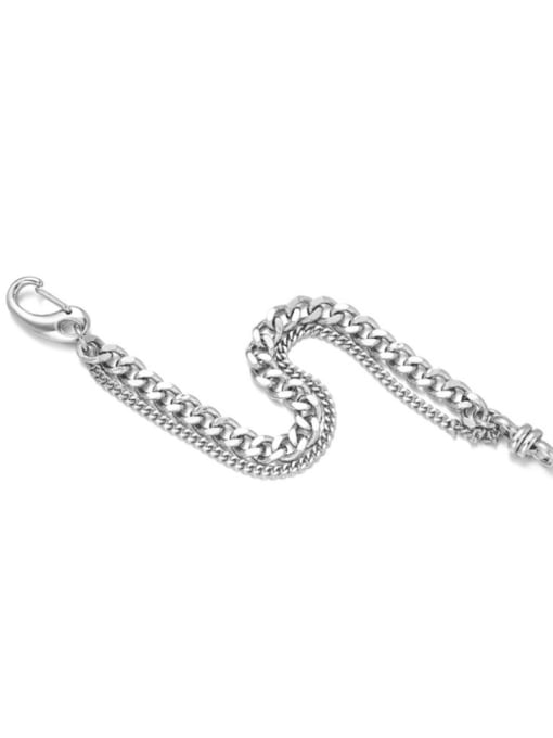 TINGS Brass Geometric Hip Hop Link Double Layer Chain Bracelet 4