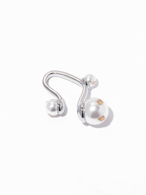 Ear bone clip (Single -Only One) Brass Imitation Pearl Irregular Vintage Single Earring(Single -Only One)