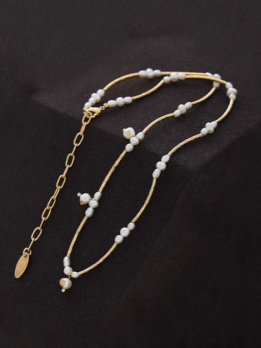 ACCA Brass Imitation Pearl Irregular Minimalist Beaded Necklace
