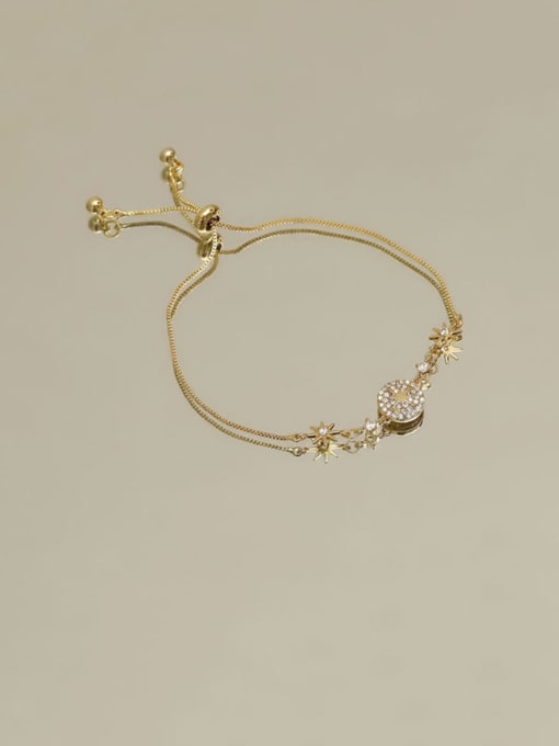 gold Copper zircon adjustable round bracelet