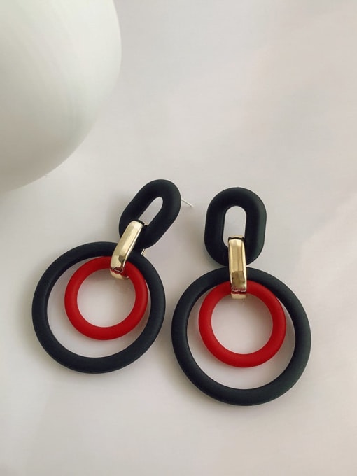 Black and red ring earrings Alloy Resin Round Vintage Drop Earring/Multi-color optional