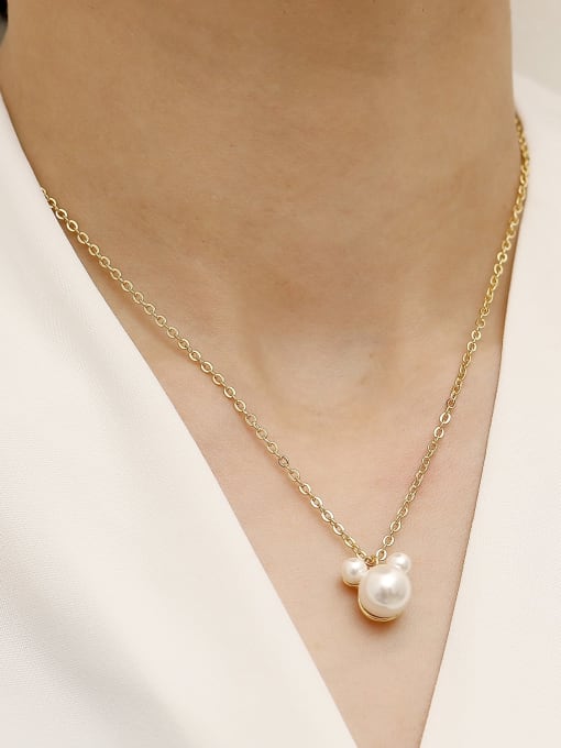 HYACINTH Brass Imitation Pearl Geometric Minimalist Trend Korean Fashion Necklace 1