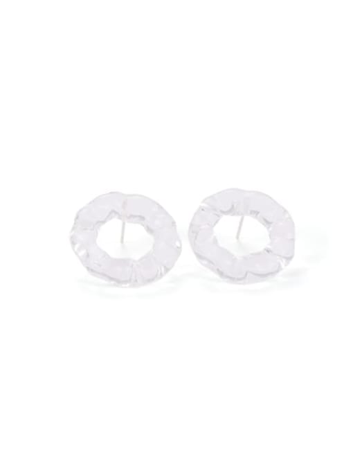 White transparent color Hand Glass Clear Round Minimalist Stud Earring