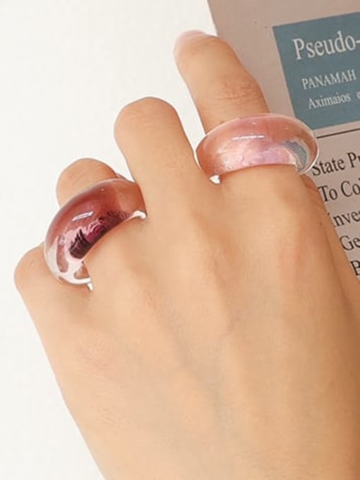 Five Color Hand  Glass Clear Geometric Minimalist Band Ring 1