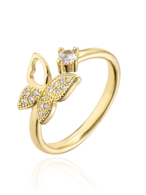 11849 Brass Cubic Zirconia Butterfly Minimalist Band Ring