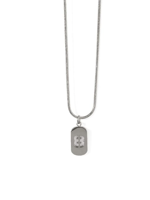 Silver 8 Titanium Steel Number Minimalist Pendant Necklace