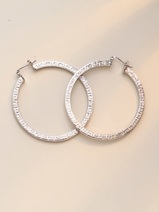 white K Copper Hollow Round Minimalist Hoop Trend Korean Fashion Earring