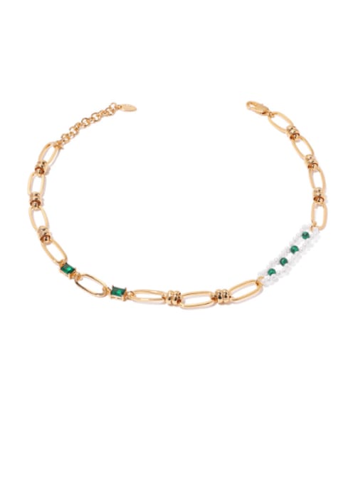 gold Brass Imitation Pearl Geometric Vintage Necklace