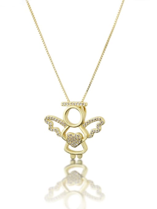 renchi Brass Cubic Zirconia Angel Cute Necklace
